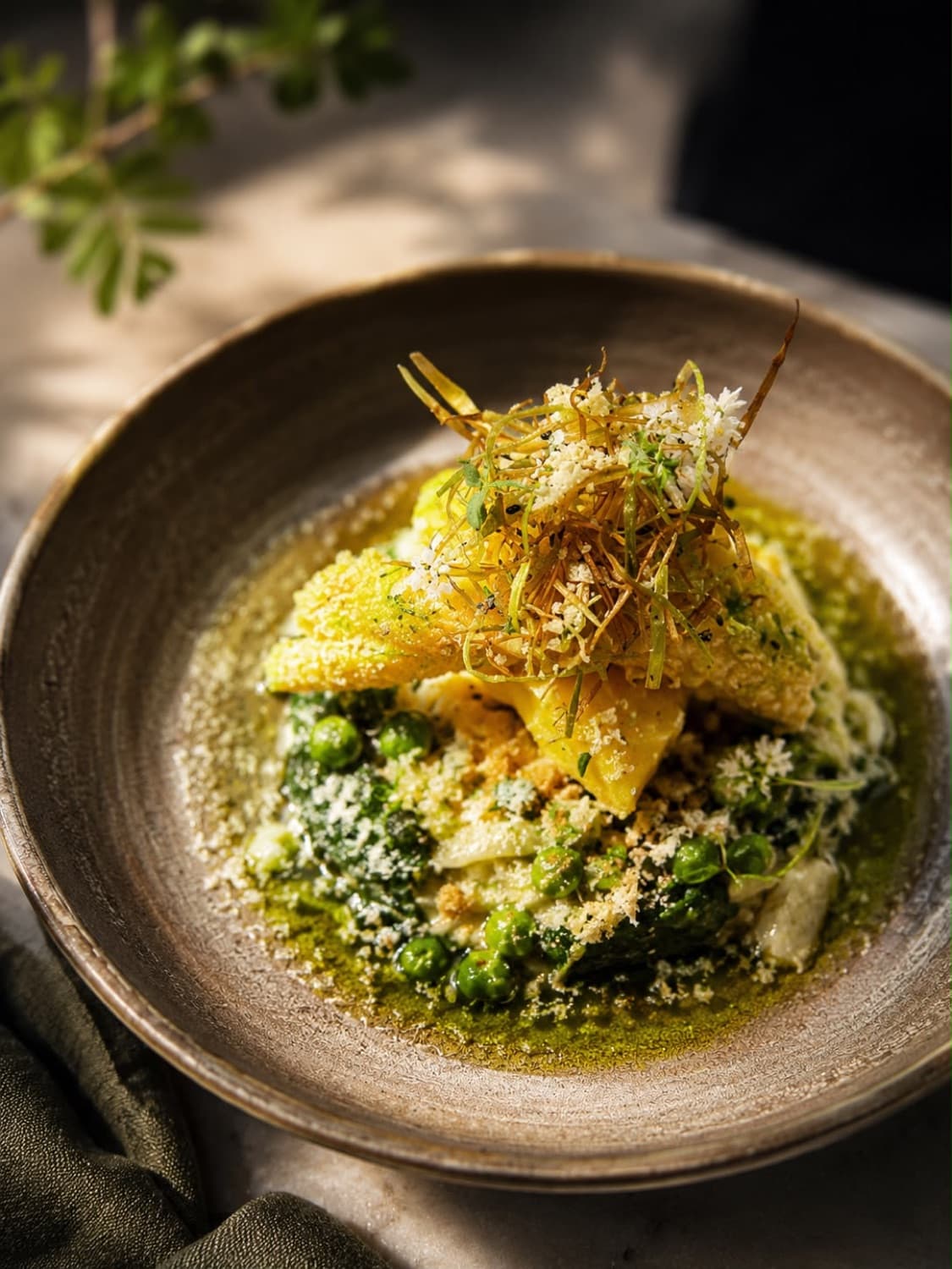 Hand-finished pasta with peas at LA Cafe Bistro