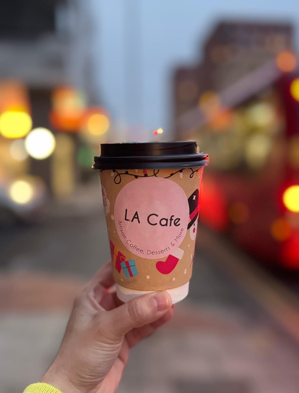 LA Cafe cup on Sutton High Street